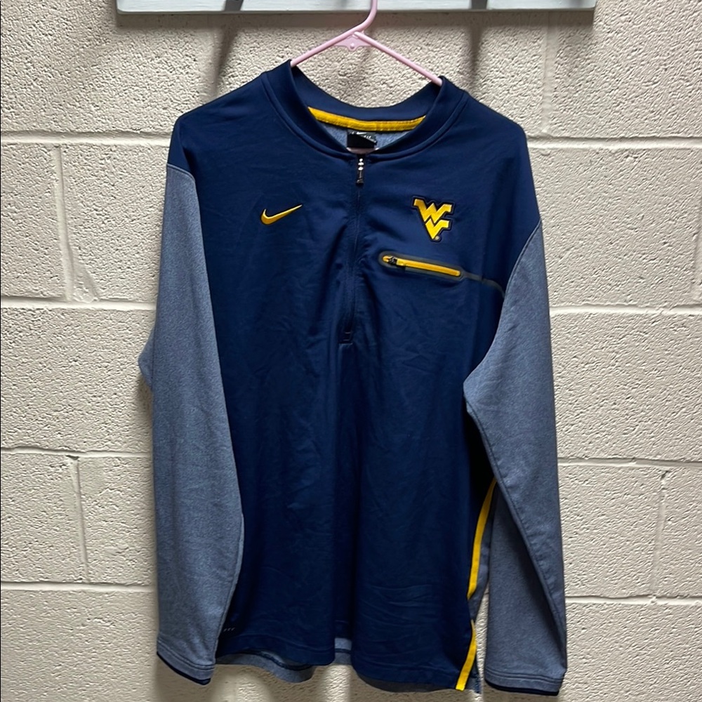 Nike WVU  Navy and Gray Quarter-Zip Pullover